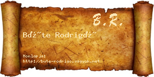 Büte Rodrigó névjegykártya